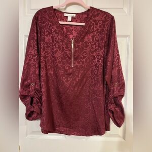 Emaline Elegant Burgundy Women's Top Large